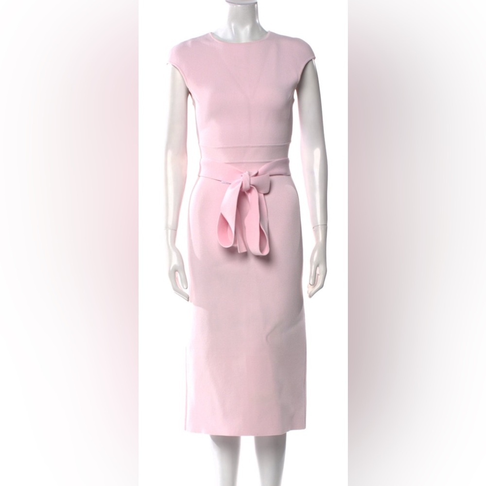 Scanlan Theodore PINK Belted Midi Dress crepe small belt - Picture 4 of 4